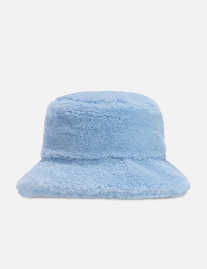 Shop Ganni Fluffy Tech Bucket Hat In Blue