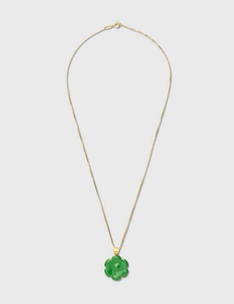 VEERT Green Enamel Flower Pendant Chain Necklace