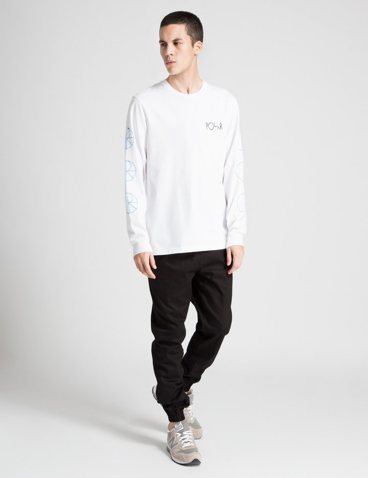 White/Sky B;ue PSC Stroke Logo Racing L/S T-Shirt Placeholder Image