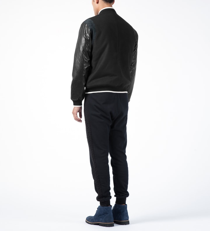 Black Wool Ultrasuede Baseball Jacket Placeholder Image