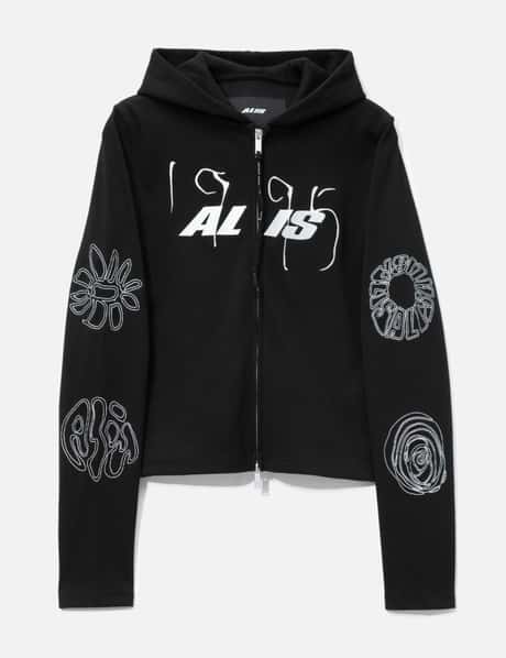 Nortey Rib Jersey Hoodie With Zipper And Embroidery view 9