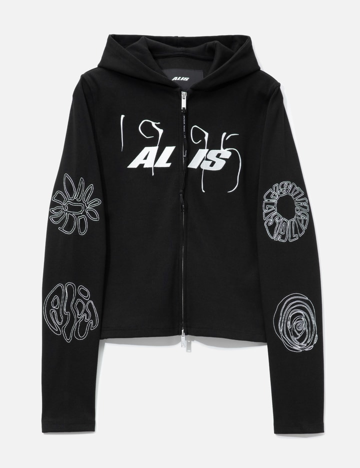 ALIS Nortey Rib Jersey Hoodie With Zipper And Embroidery