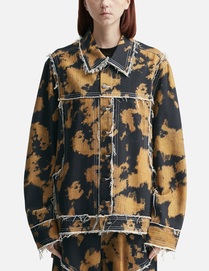 Dhruv Kapoor Bleached Effect Raw Edge Denim Jacket In Black