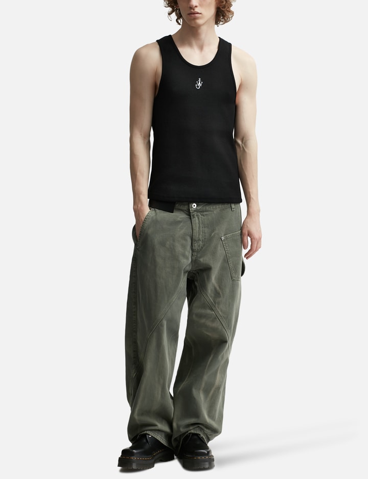Shop Jw Anderson Tank Top With Anchor Logo Embroidery In Black