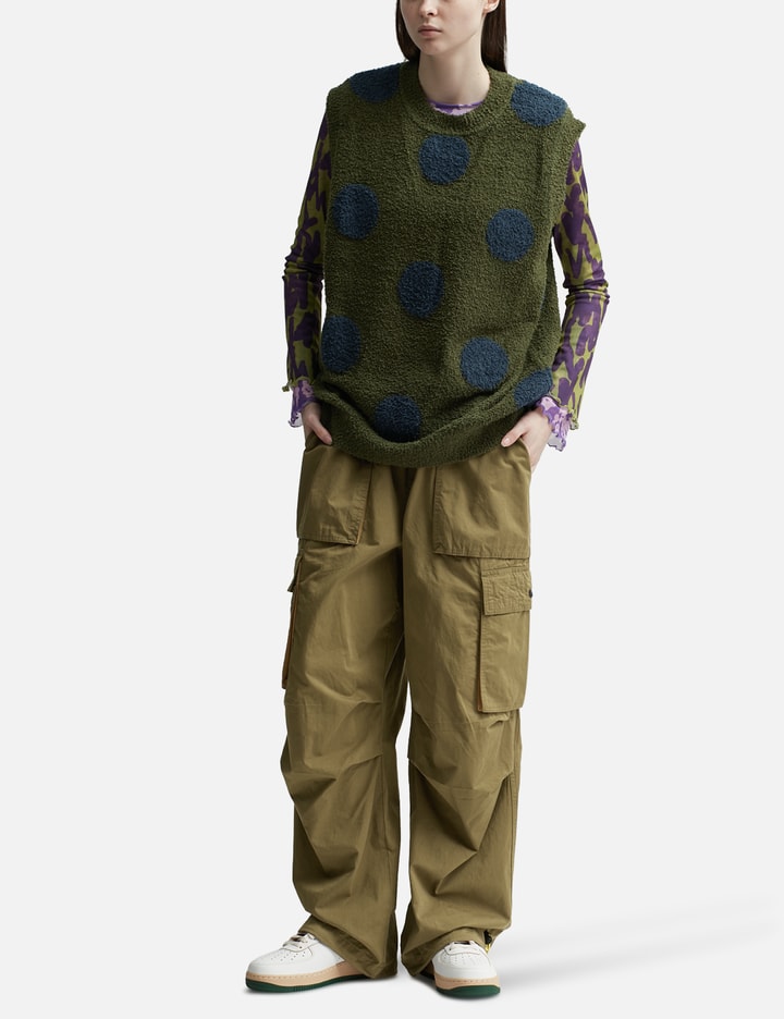Shop Brain Dead Teddy Fur Dot Knit Sweater Vest In Green