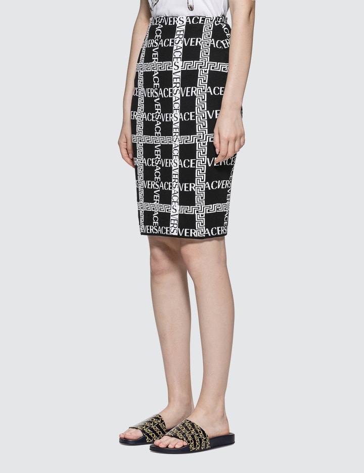 Grid Logo Printed Knit Midi Skirt Placeholder Image