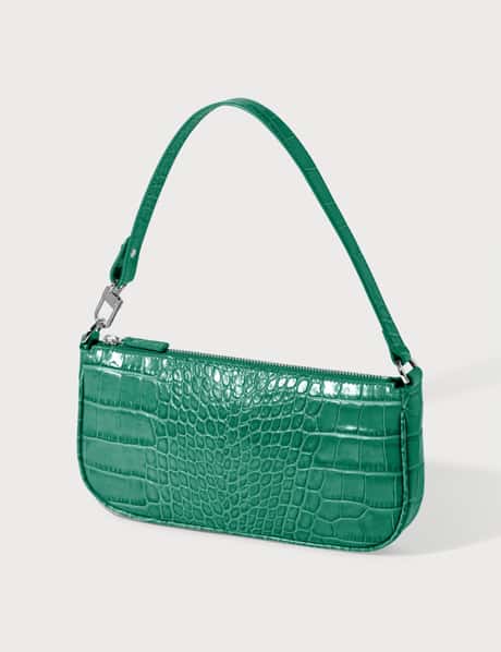 BY FAR Rachel Emerald Green Eme Croco Embossed Leather Bag HBX