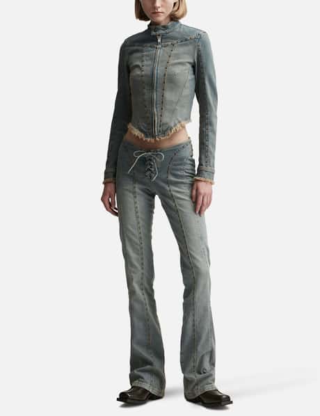 Sunset Wash Denim Jacket With Studs BLUE view 11