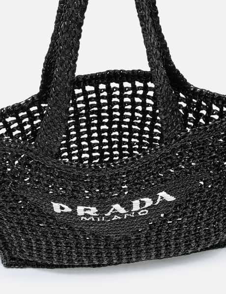 Prada Women's Raffia Tote Bag - Black - Totes