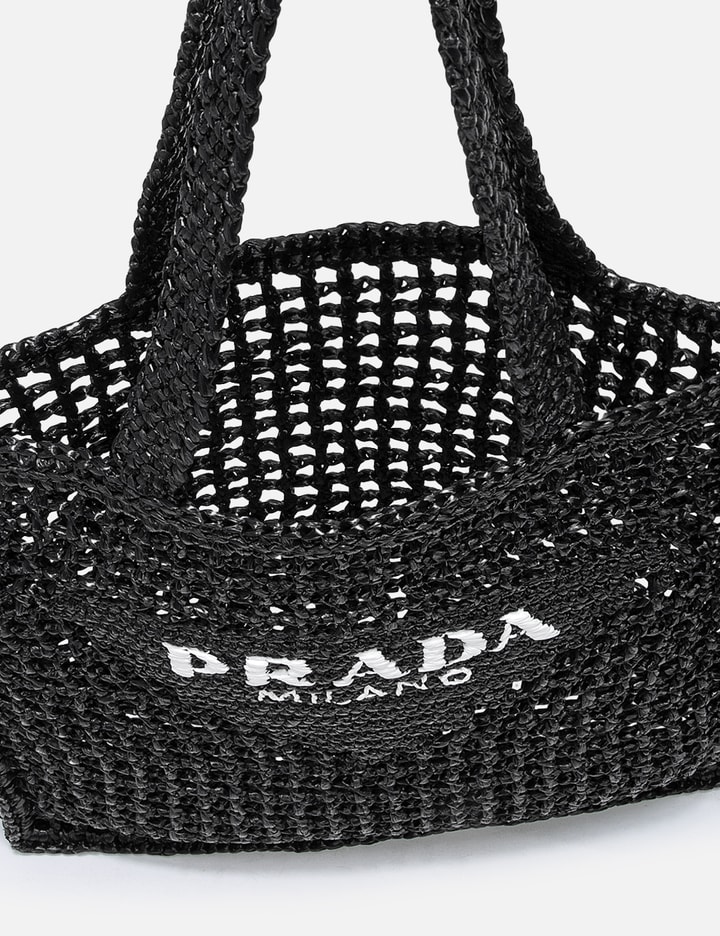 Shop Prada Raffia And Leather Tote Bag