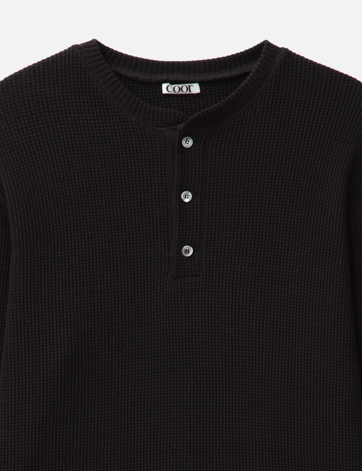 Waffle Henley Neck Long Sleeve T-shirt Placeholder Image