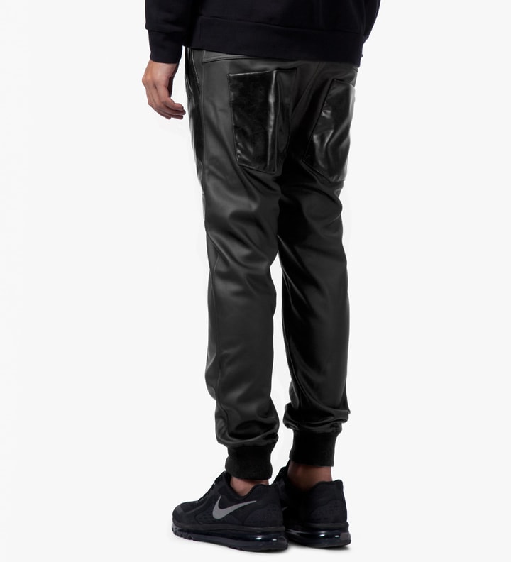 Black Coated Leather Sweatpants Placeholder Image