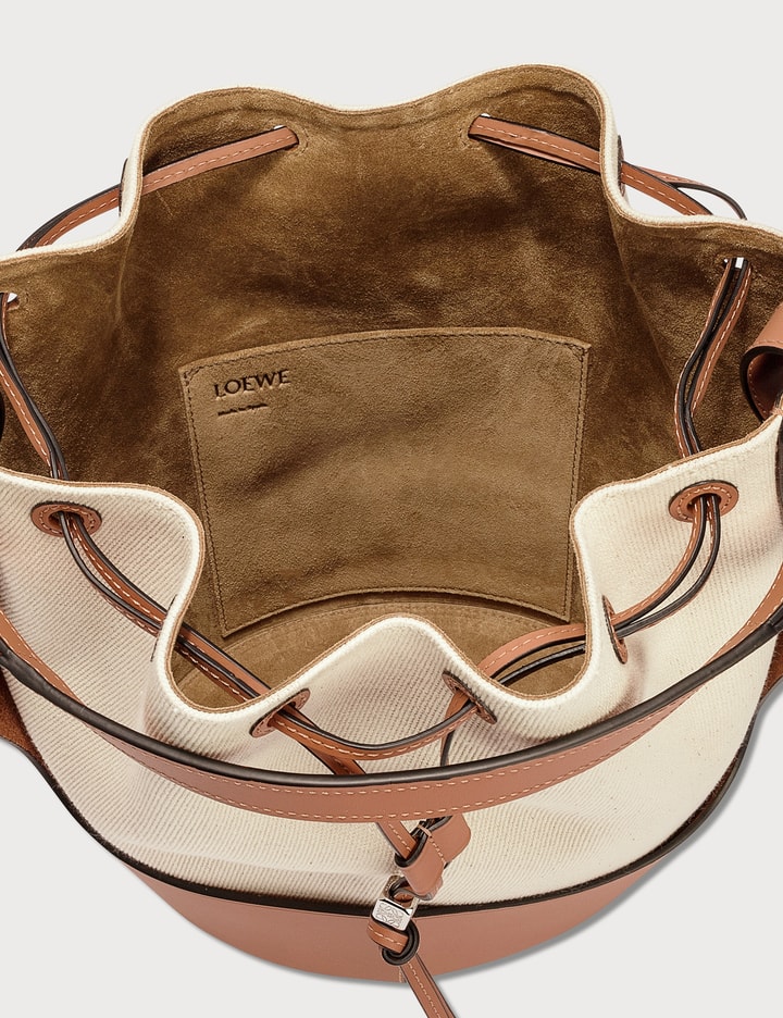 Loewe Balloon Mini Leather-trimmed Cotton-canvas Bucket Bag