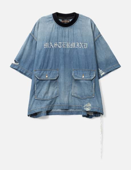 Mastermind Japan Distressed Short Sleeve Pullover Denim Shirt