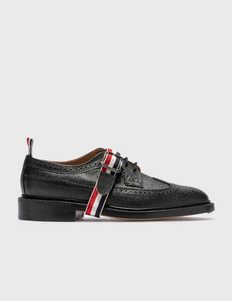 Thom Browne Classic Long Wingtip Brogue With Grosgrain Strap