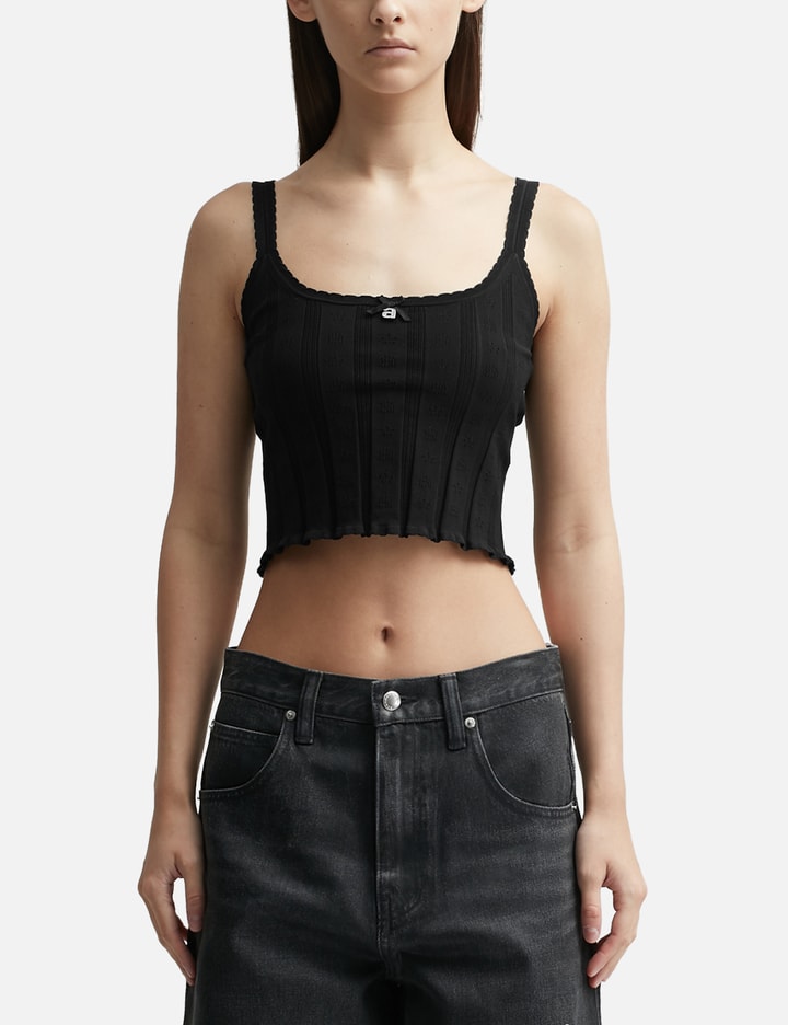 T By Alexander Wang - Logo Pointelle Cami Tank Top  HBX - Globally Curated  Fashion and Lifestyle by Hypebeast