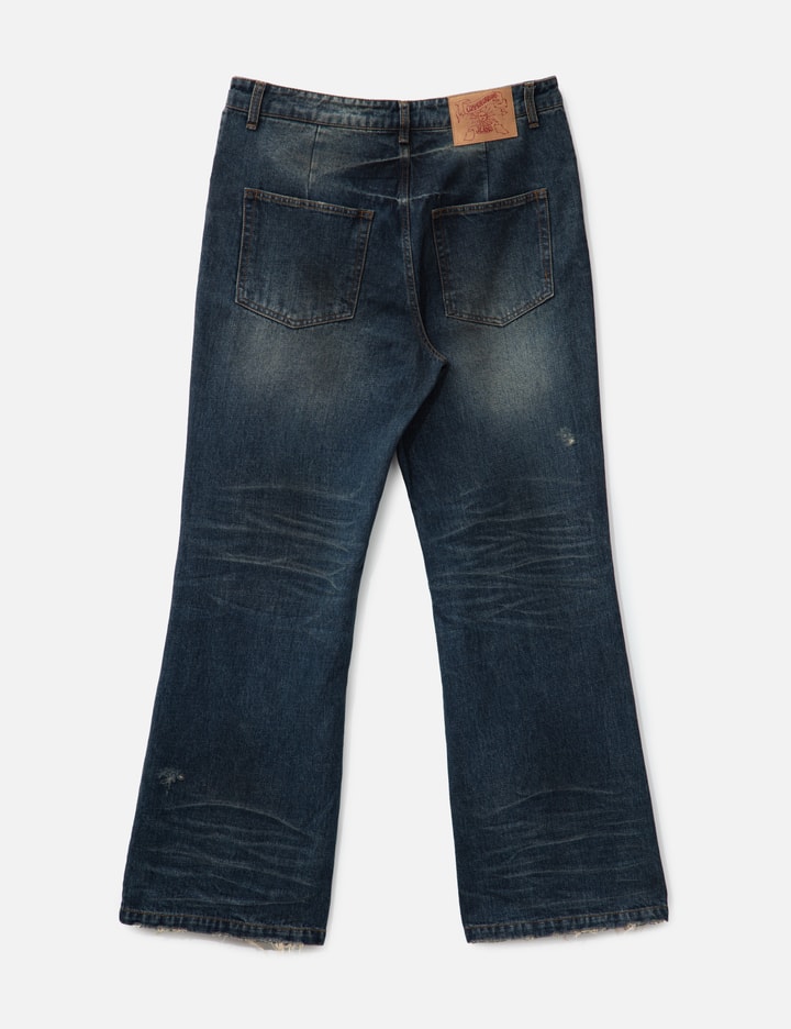 Semi Flare Embossed Dirty Washed Jeans Placeholder Image