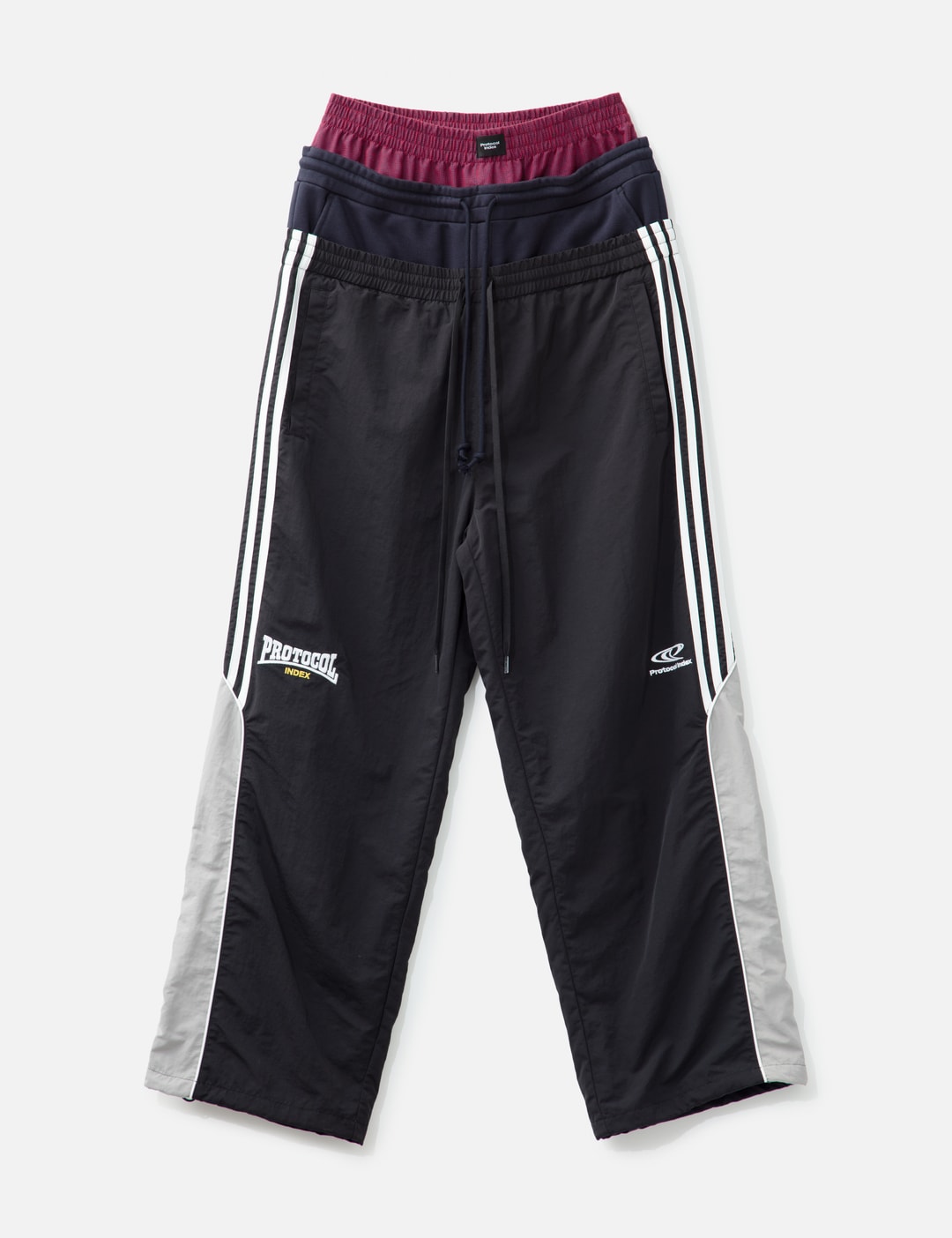 Protocol-Index 3 Layered Track Pants - Oversized black track pants 