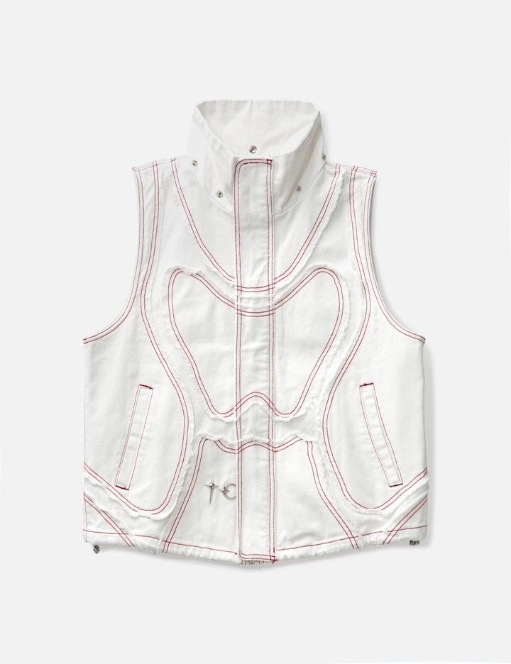 Shop Thug Club Cave Denim Vest In White