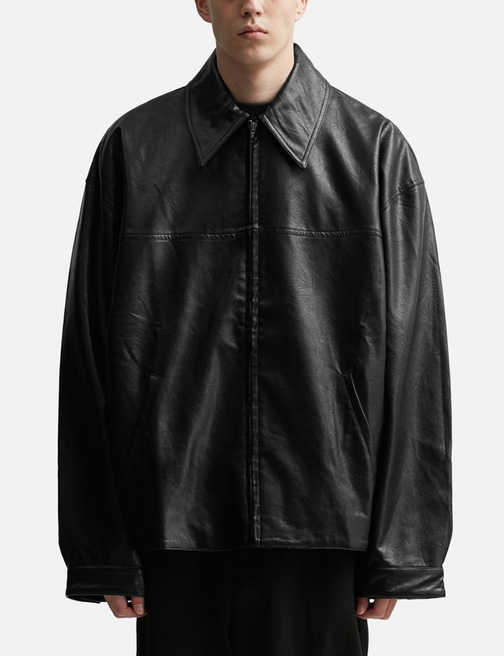 Black Synthetic Leather Slant Jacket Placeholder Image