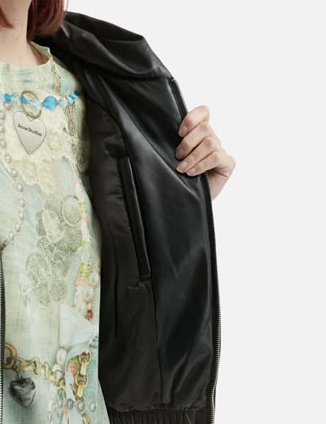 Hooded Faux Leather Jacket view 14
