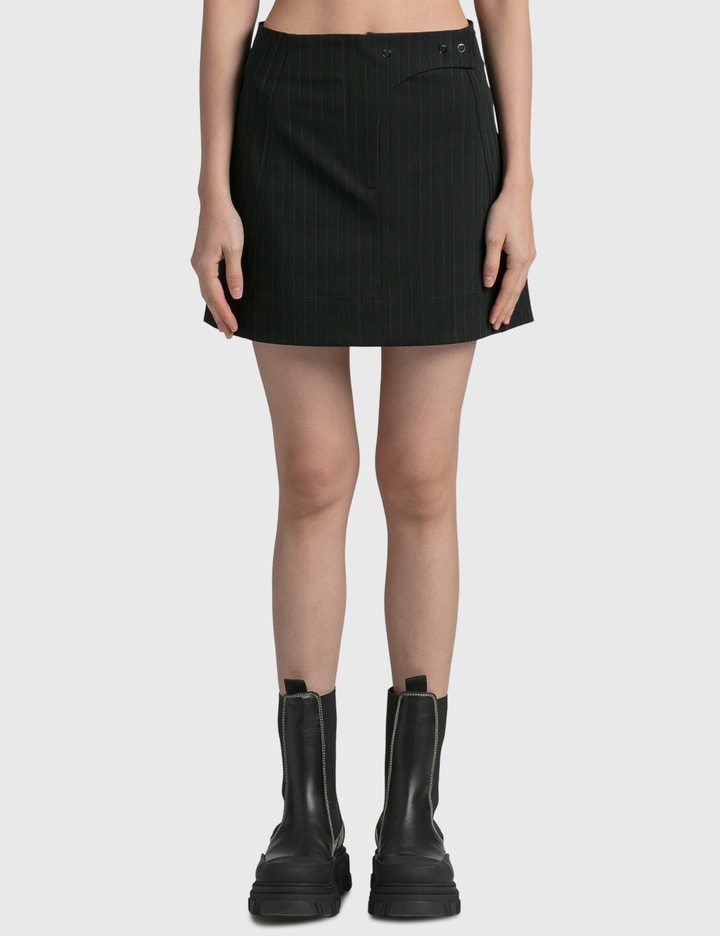Ganni Pinstriped Recycled Fibre-blend Twill Mini Skirt In Black