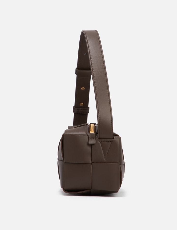 Bottega Veneta Brick Intrecciato Leather Shoulder Bag Black-Gold