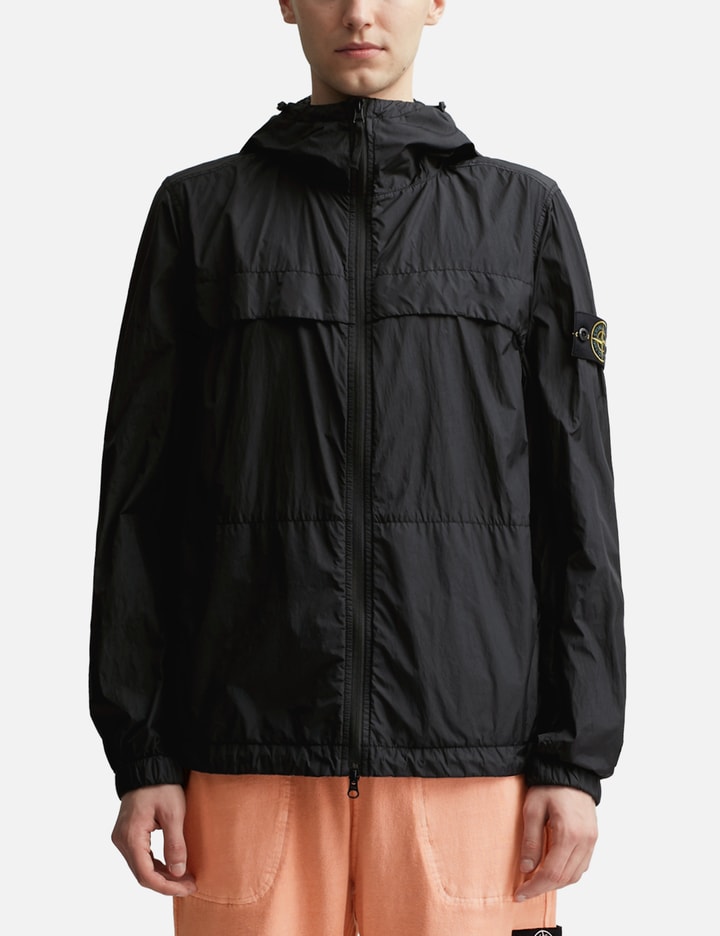 Shop Stone Island Garment Dyed Crinkle Reps R-ny Hooded Jacket In Black