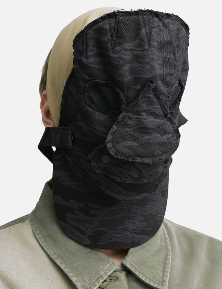 Maharishi Tigerstripe Camo E.c.w.s Cap / Mask In Black