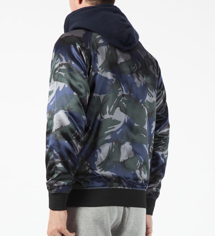 Blue Camo Satin Bomber Jacket Placeholder Image