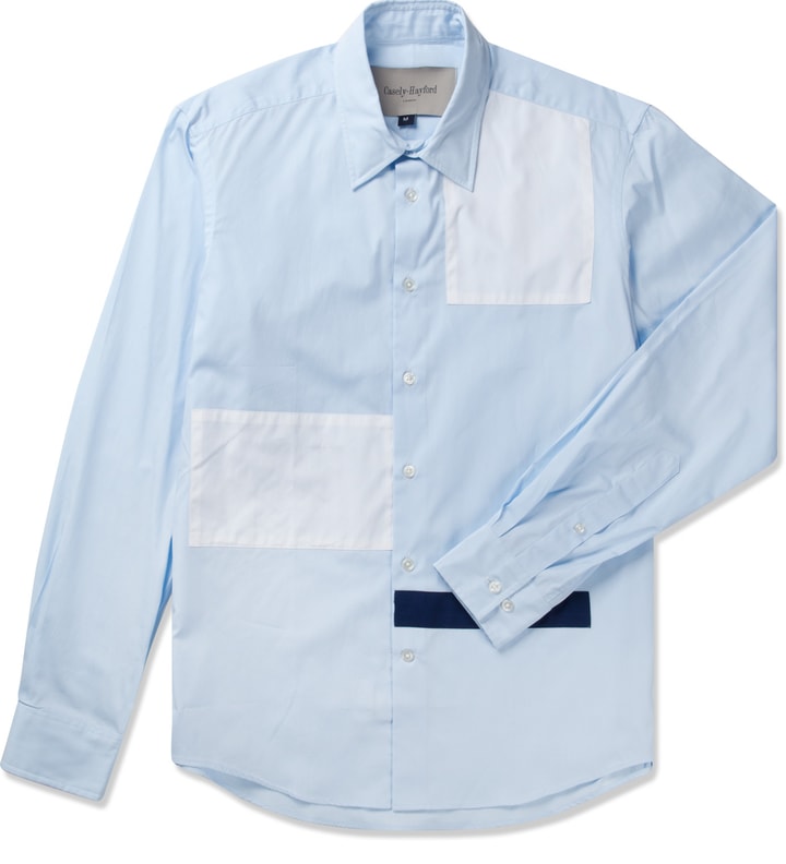 Pale Blue/White/Navy Stanway Soft Collar Shirt Placeholder Image
