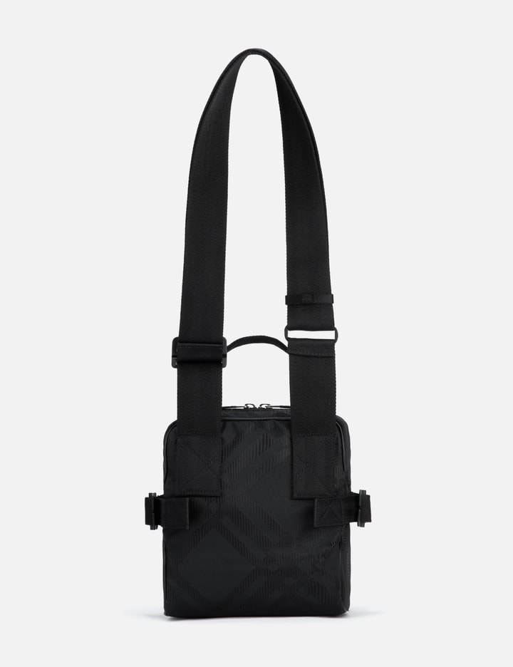 Shop Burberry Check Jacquard Crossbody Bag In Black
