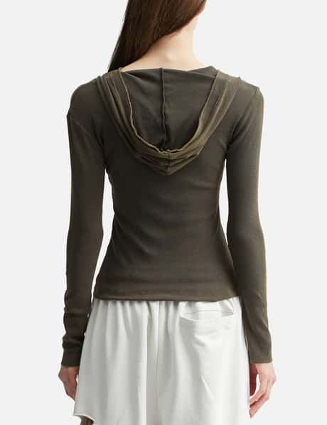 Button-Front Washed Hoodie view 12