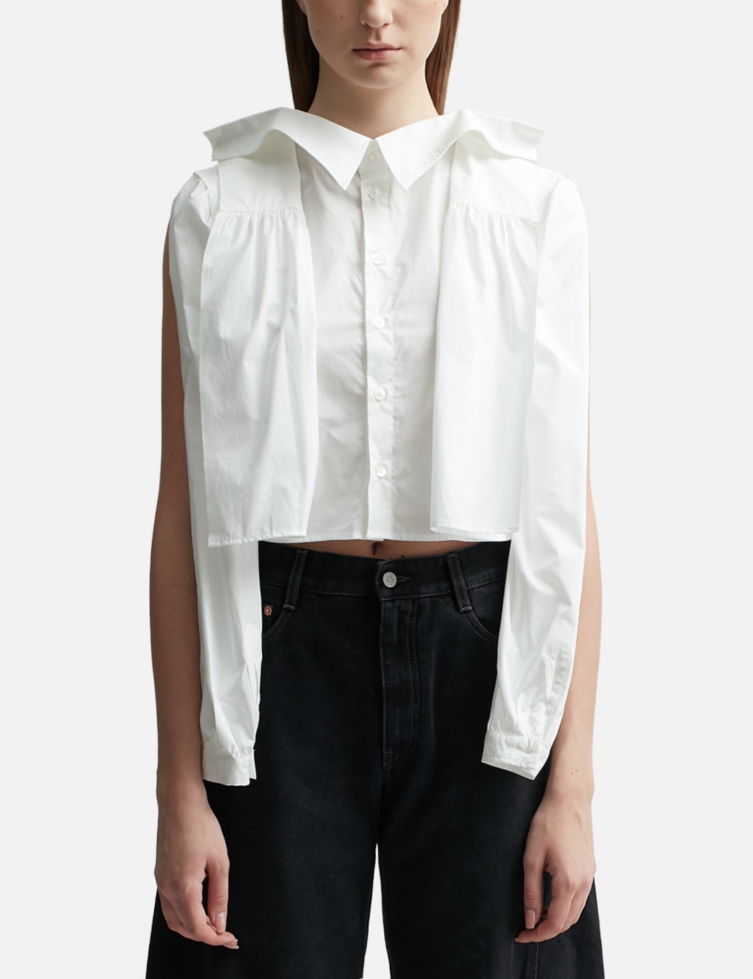 Poplin Destructured Cropped Shirt view 14