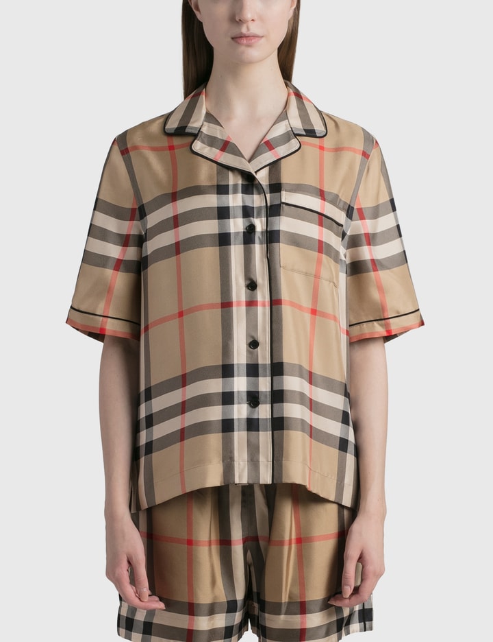 Vintage Check Silk Pyjama Shirt Placeholder Image