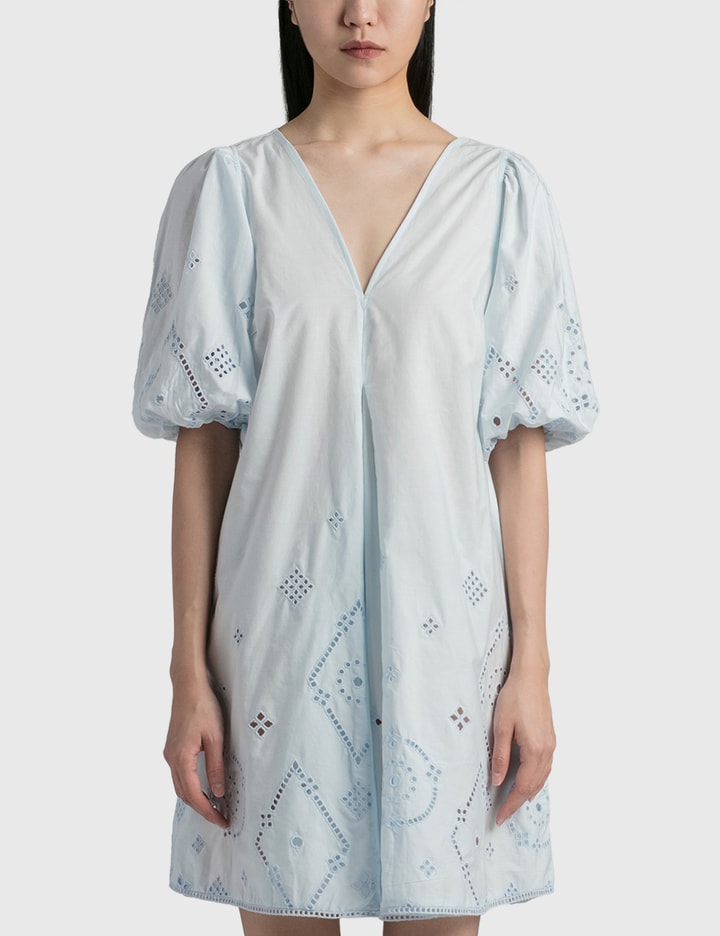 Ganni - Broderie Anglaise Puff Sleeve Mini Dress | HBX Ganni - Broderie Anglaise Puff Sleeve Mini Dress | HBX