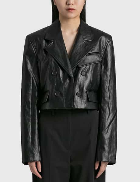 Recto Faux Leather Cropped Jacket