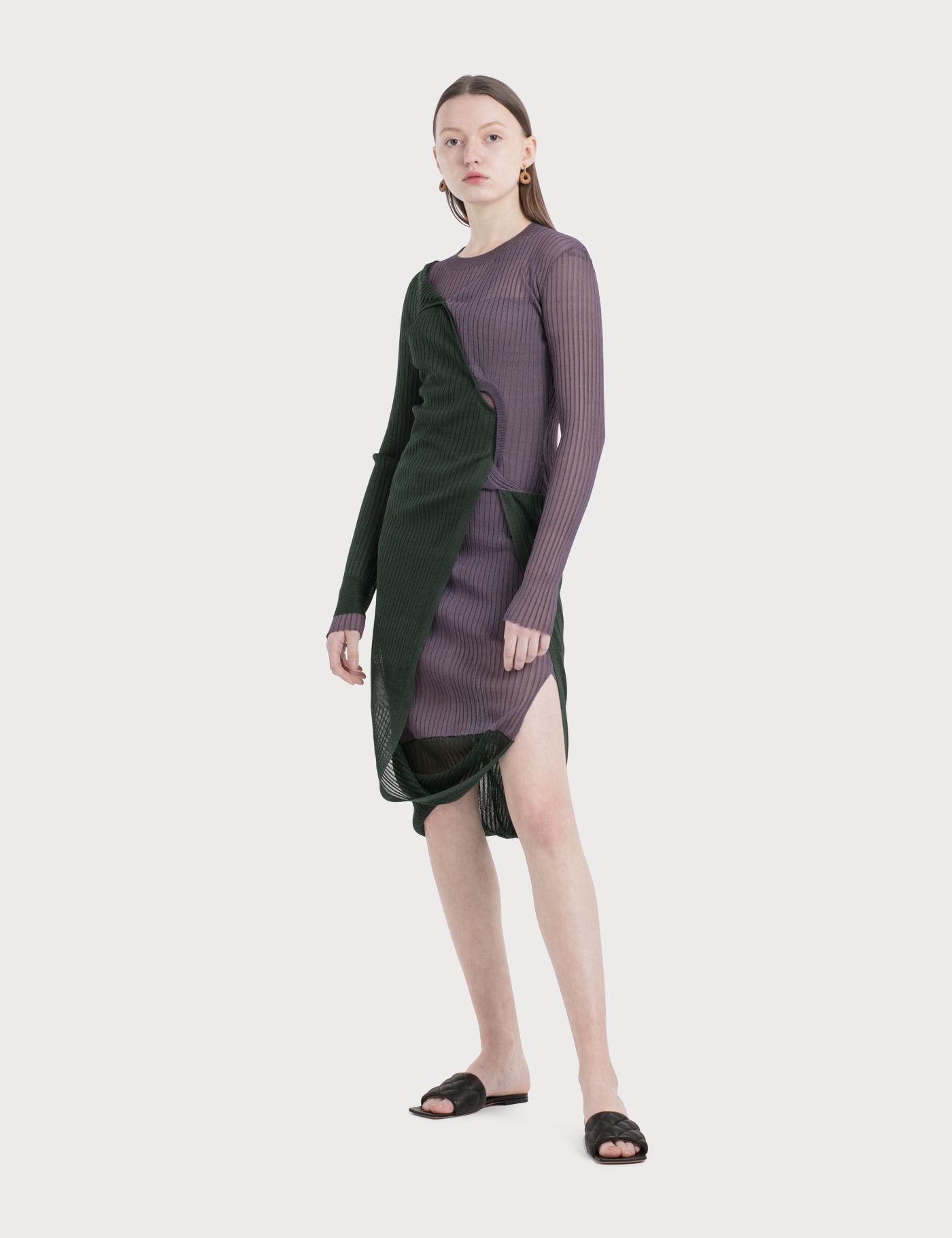 Silk Ribbed Knit Dress view 13