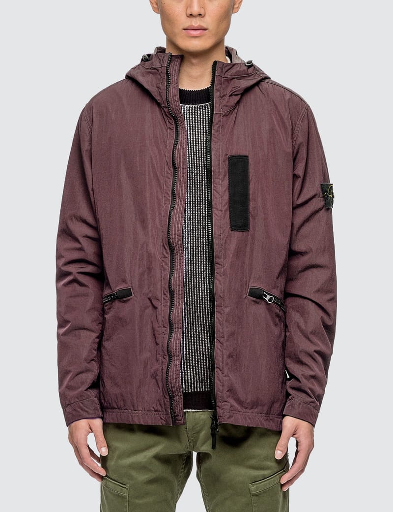 stone island nylon metal flock hooded jacket