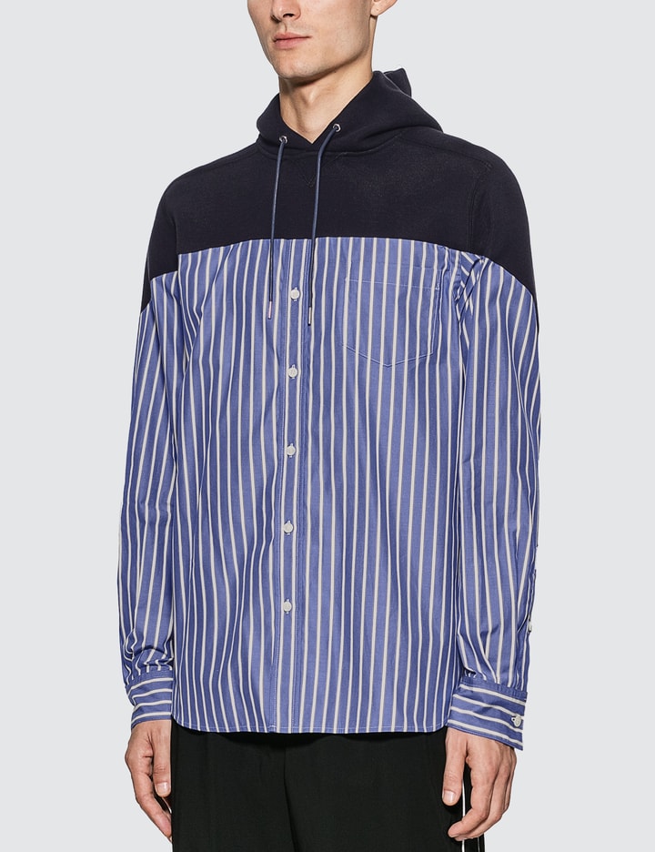 Striped Cotton Shirt Hoodie Placeholder Image