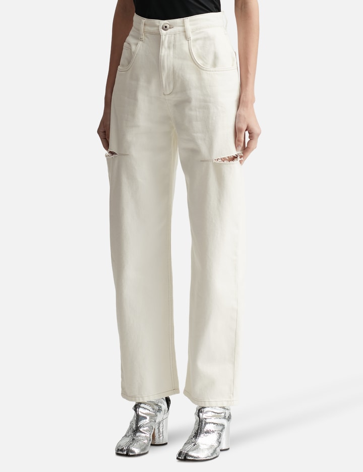 Shop Maison Margiela Denim Jeans With Slash Details In White