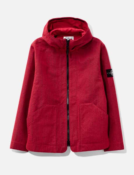 Stone Island Needle Punched Reflective Red Hooded Jacket