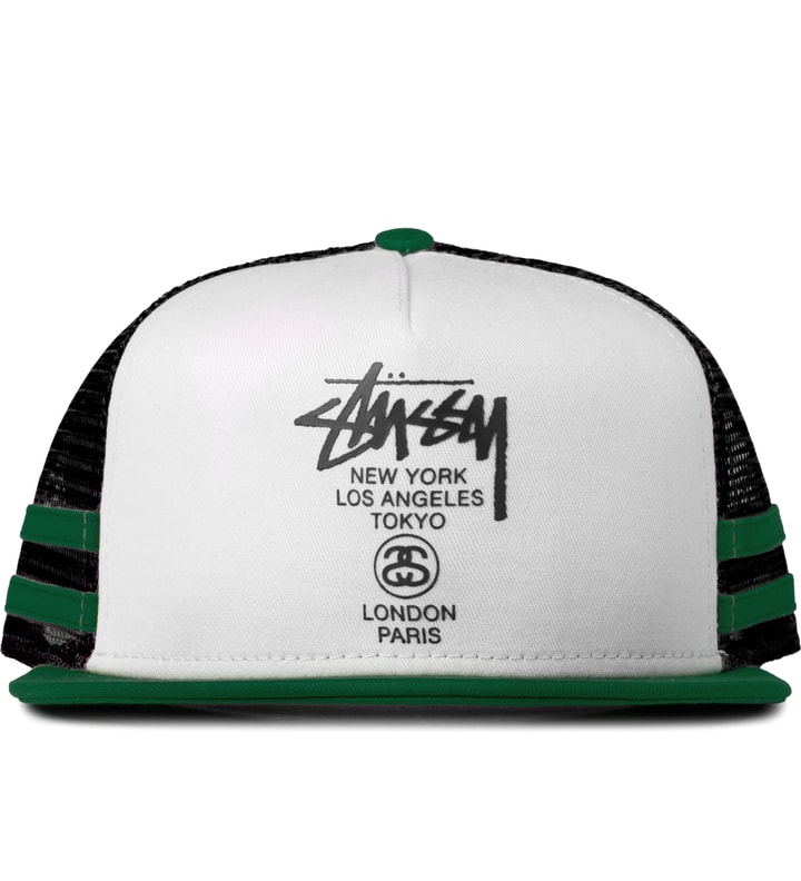 Green City Striped Trucker Cap Placeholder Image