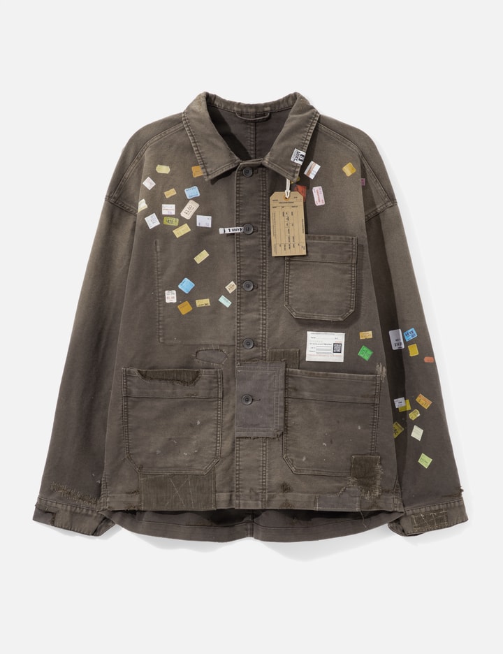Maison Mihara Yasuhiro Price Tag Sticker Printed Repair Coverall Shirt