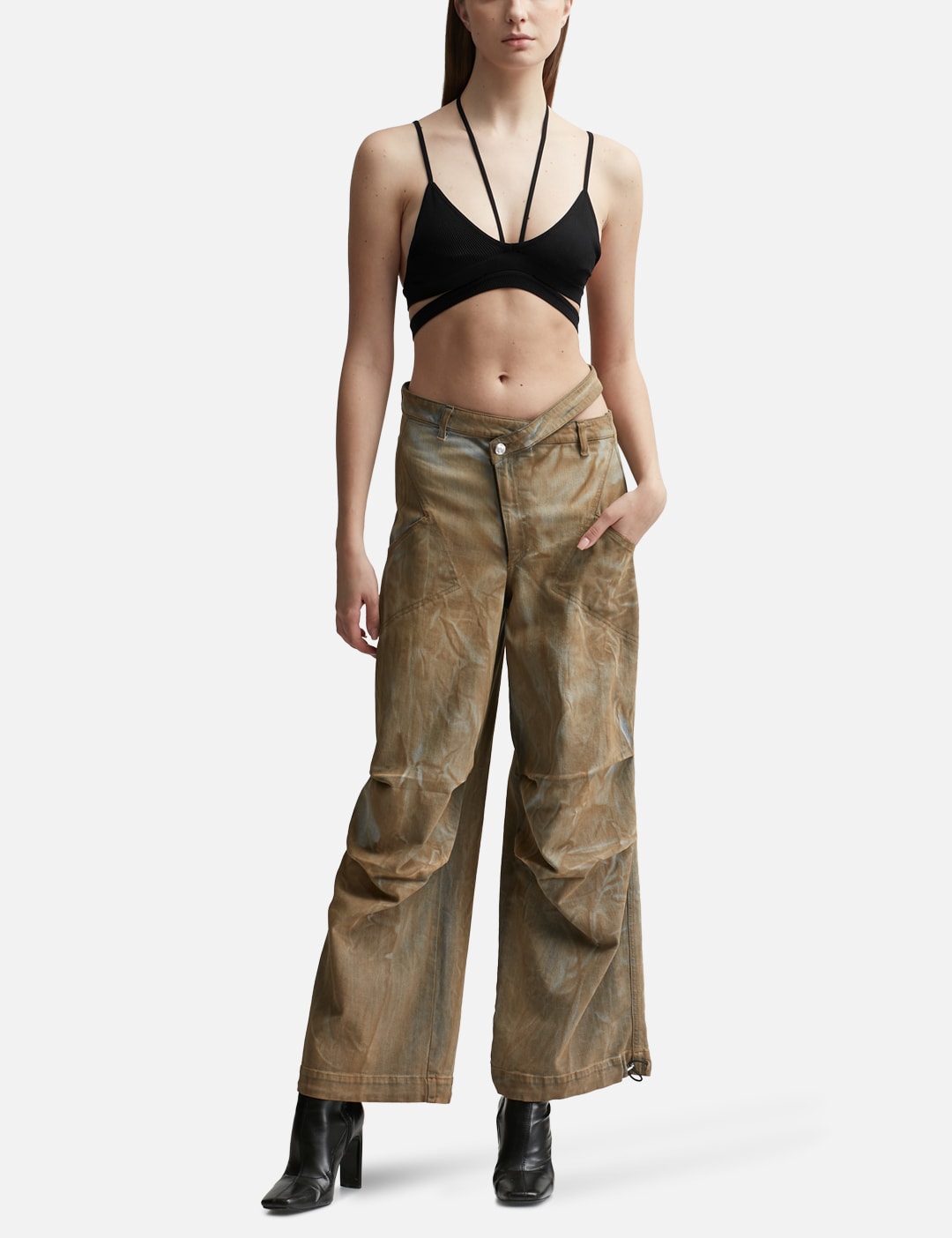 WASHED DENIM CARGO PANTS view 12