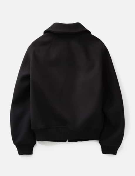 Rick Owens Blixa Dracucollar Black wool melton jacket, hip