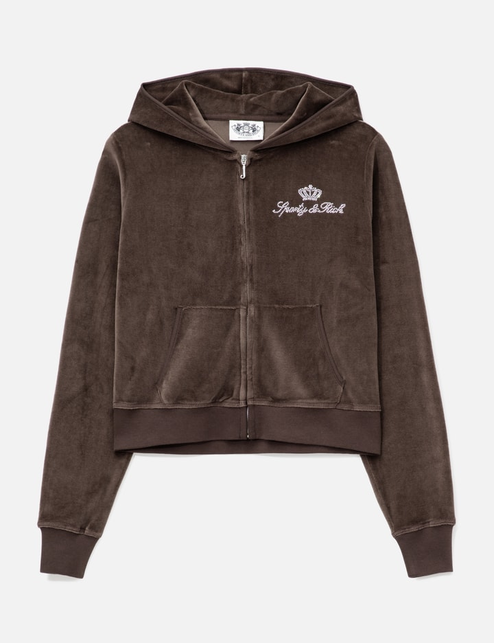 Sporty & Rich Sporty & Rich X Juicy Couture Script Velour Zip Hoodie
