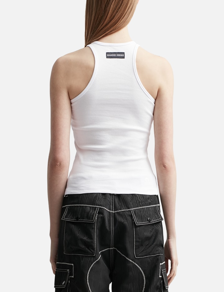 Marine Serre White Moon Logo Ribbed Jersey Tank Top In Gray
