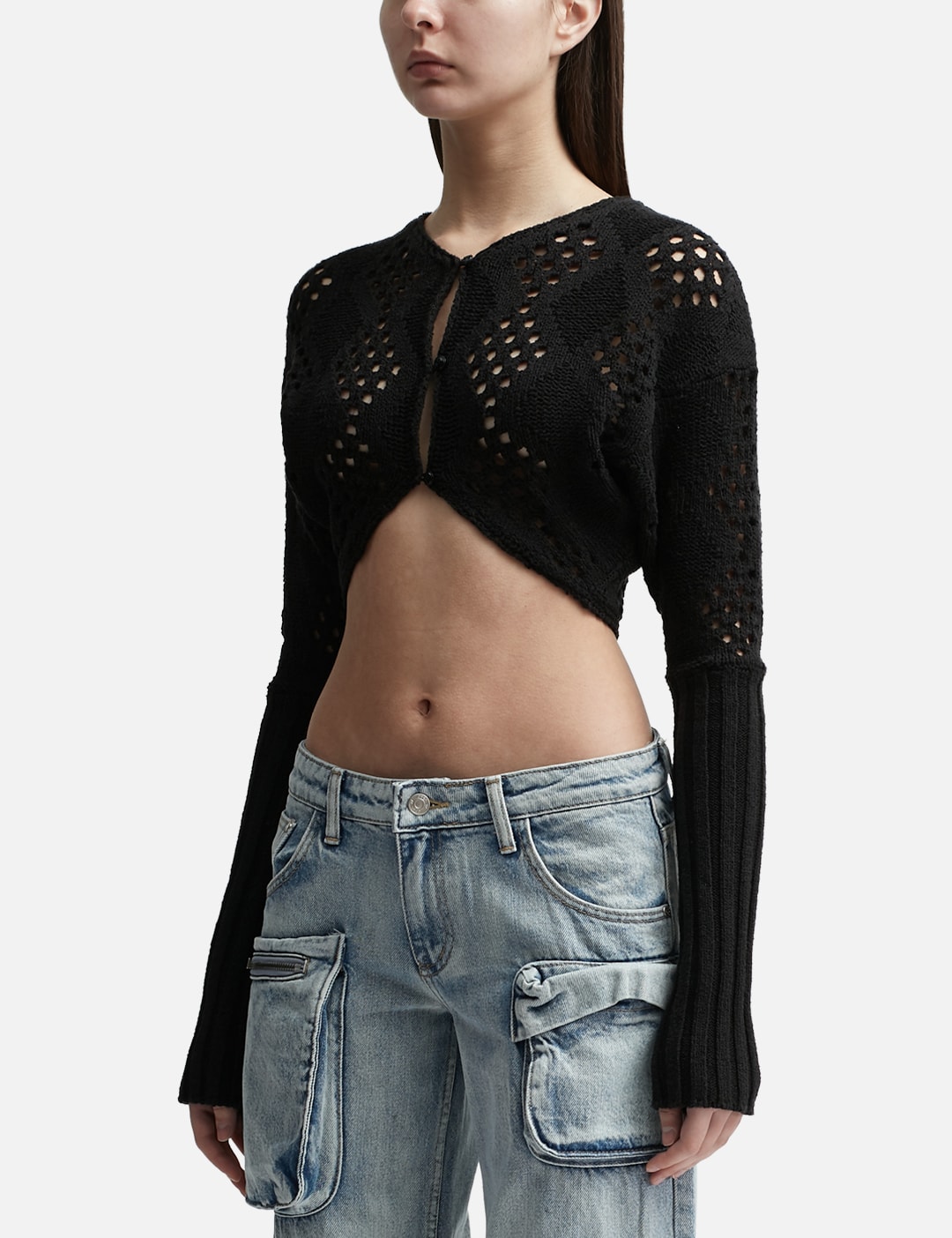 ARGYLE POINTELLE KNIT BOLERO view 8