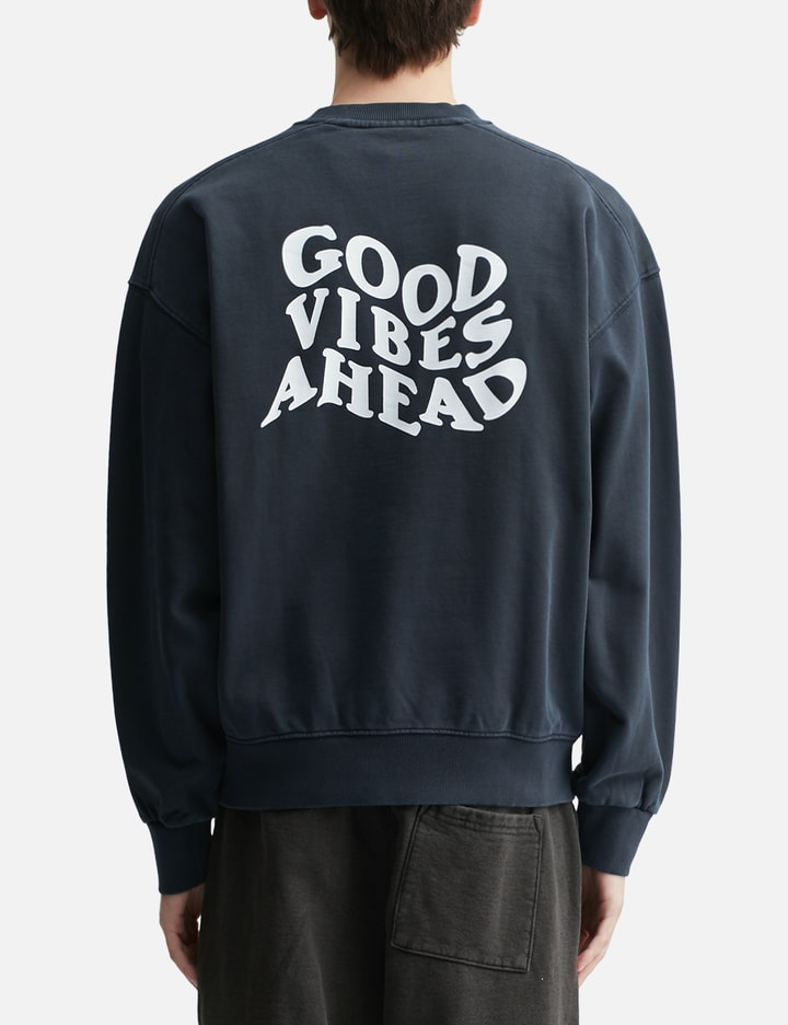 "Good Vibes Ahead Black Washed" Crewneck view 4